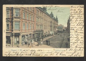 HAGEN I.W. GERMANY DOWNTOWN STREET SCENE VINTAGE GERMAN POSTCARD 1905