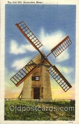The Old Mill, Nantucket, Massachusetts, USA Windmill Unused postal used 1913