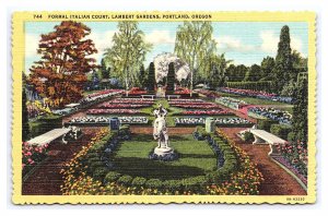 Formal Italian Court Lambert Gardens Portland Oregon Postcard