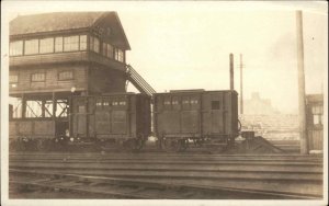 Unidentified Train Station? CB&S Cars 2&3 c1920 Real Photo Postcard