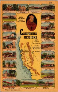 California Spanish Missions, Historical Monuments, Map-A32 