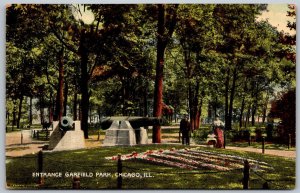 Chicago Illinois c1910 Postcard Entrance Garfield Park Cannons