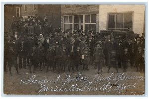 Scene At Amboy Hardware Store Opening Amboy Illinois IL RPPC Photo Postcard