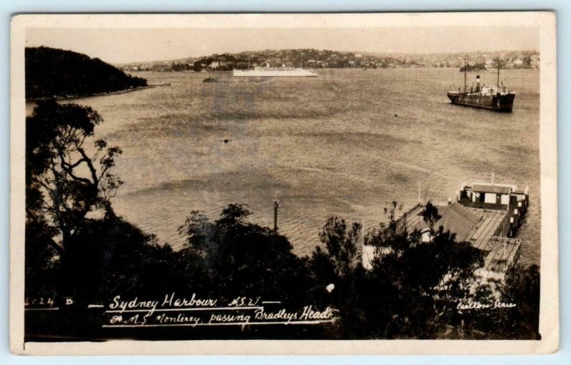 RPPC  SYDNEY HARBOUR, Australia ~ R.M.S. Monterey BRADLEYS HEAD  Postcard