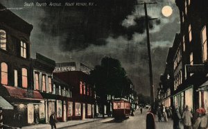 Vintage Postcard 1930's At Night South Fourth Avenue Mount Vernon New York