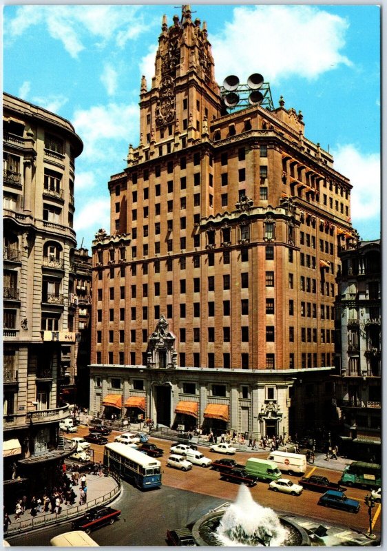 VINTAGE CONTINENTAL SIZE POSTCARD THE GENERAL TELEPHONE STATION AT MADRID SPAIN