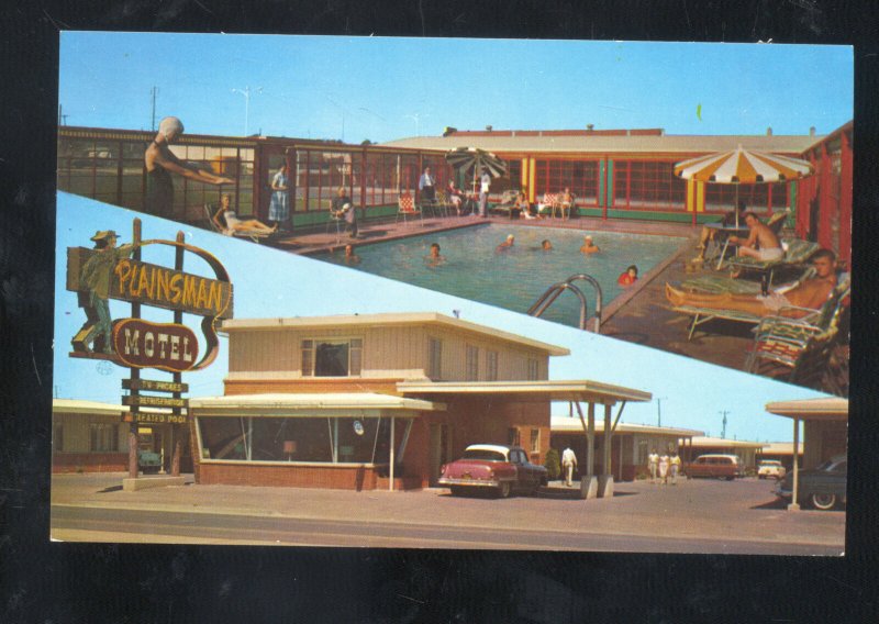 AMARILLO TEXAS THE PLAINSMAN MOTEL ROUTE 66 OLD CARS VINTAGE OSTCARD