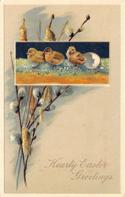 PFB Easter~Chicks Hatch in Meadow Inset~Pussy Willows~Catkins~Embossed~#6715