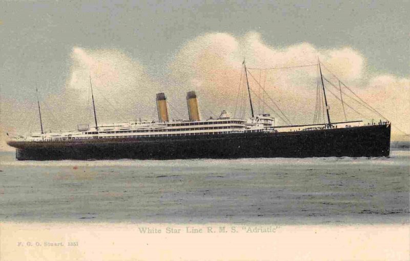 RMS Adriatic Ocean Liner Ship White Star Line UK 1910c postcard