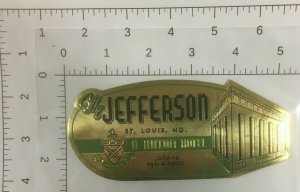 The Jefferson St Louis MO Gold Foil Luggage Label Vtg Sticker Stamp Poster  