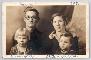 Oklahoma RPPC York Family 1927 Howard Edith Treba Eugene / Fowler Postcard I26