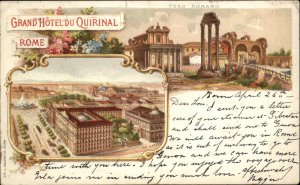 Antique 1900 PC Rome Italy ITALIA Grand Hotel du Quirinal ROME Ford Romano