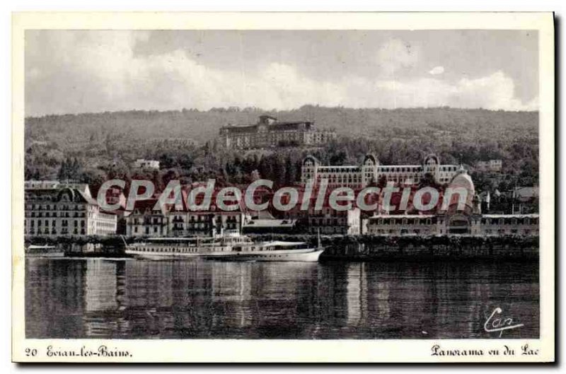 Old Postcard Evian Les Bains Panorama Seen From Lake