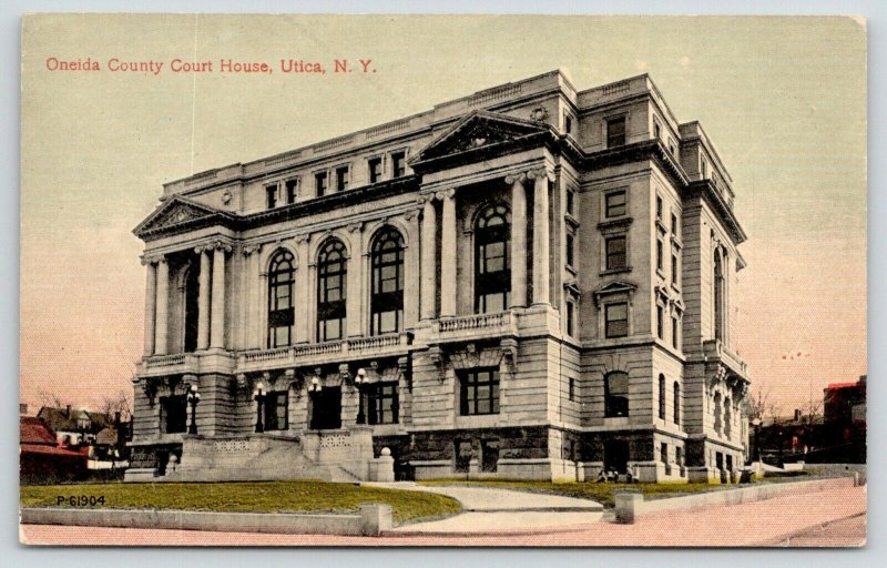 Utica New York~Oneida County Courthouse~Houses Behind~c1910 Postcard 