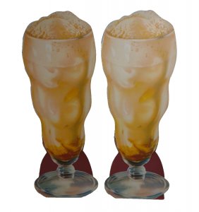 2 Orange Milk Shake Ice Cream Soda Floats Diecuts Pop Shop Original 1950s