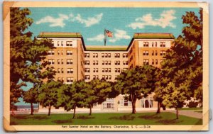 Charleston South Carolina, Fort Sumter Hotel On The Battery, Vintage Postcard