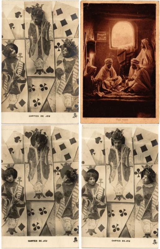 PLAYING CARDS, JEUX CARTES GAMES 28 CPA Vintage postcards pre-1940