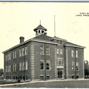 c1910s Lake Preston, SD High School Building Litho Photo Postcard So Dak A186