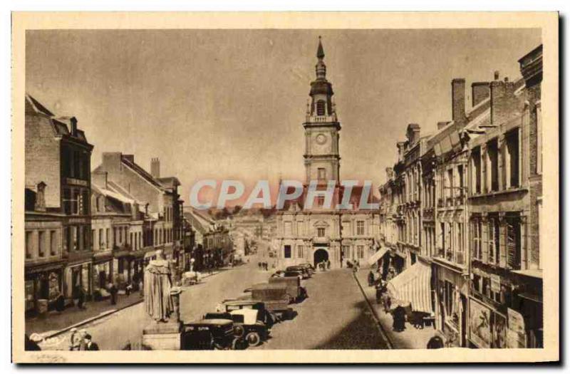 Old Postcard Le Cateau Grand Place and Hotel de Ville