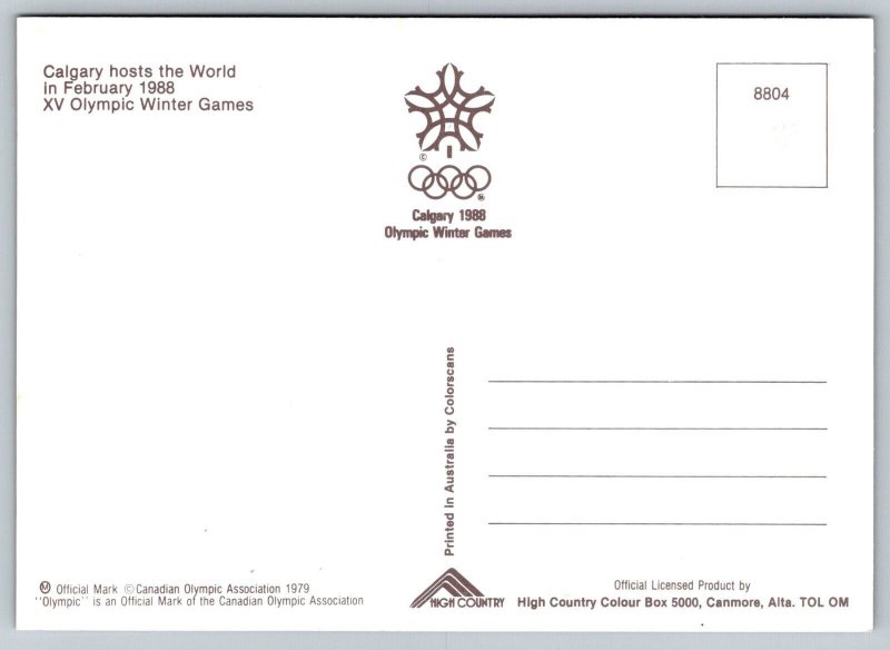 1988  Calgary  Olympic winter Games  Alberta  Canada   Postcard