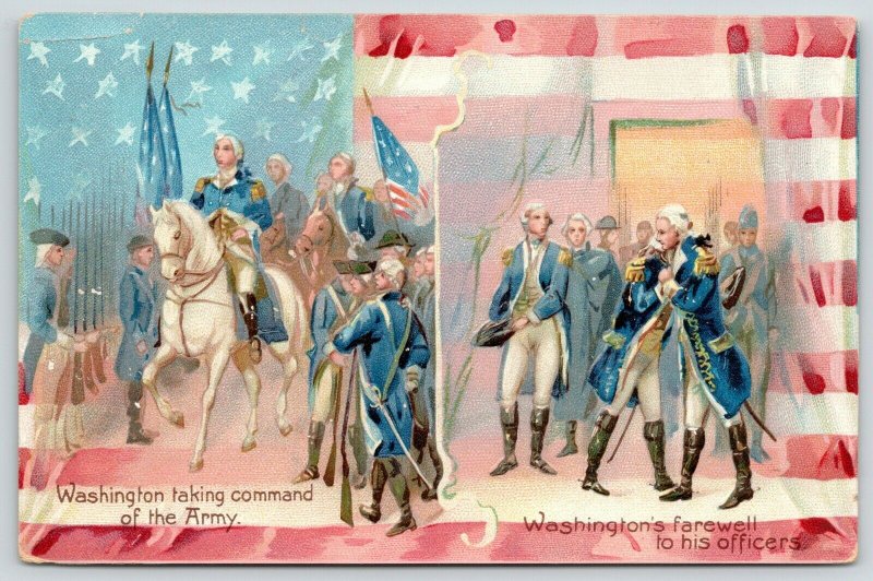 Patriotic~TUCK George Washington~Army Command~Farewell~Flag Backdrop~Emboss~1908 