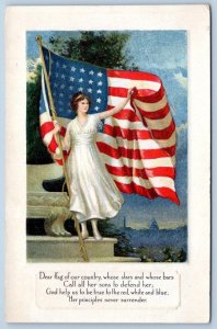 1910's WWI era AMERICAN FLAG of our COUNTRY GOD HELP US to be TRUE POSTCARD