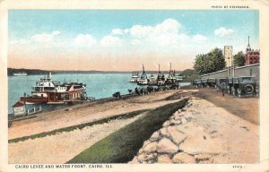 CAIRO, Illinois IL   LEVEE & WATERFRONT~Boats  ALEXANDER COUNTY ca1920s Postcard