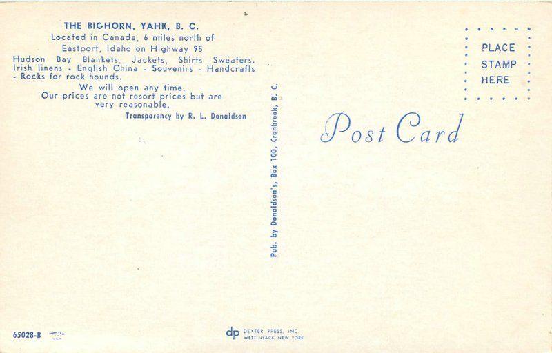 Bighorn Yahk BC Canada 1940s Donaldson Dexter postcard 6090