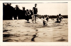 RPPC Edwardians Swimming Bathing Suits Men Women Children Postcard A21