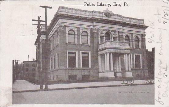 Bicycles In Front Of Public Library Erie Pennsylvania 1905