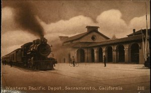 Sacramento California CA Western Pacific Depot Train Station Vintage Postcard