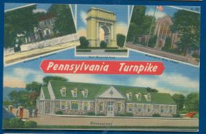 Pennsylvania Turnpike pa linen 4 views Postcard 