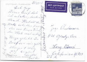 Stuttgart Germany. Flughafen.   Used with stamp