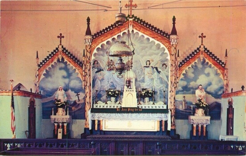 Interior of Saint Anne’s Church, Columbia State Park, California Vtg Postcard