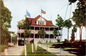 Postcard The Inn Black Hawks Watch Tower, Illinois~132408