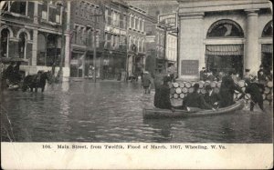 Wheeling West Virginia WV Flood of 1907 Boats in Street Wreckage Disaster PC