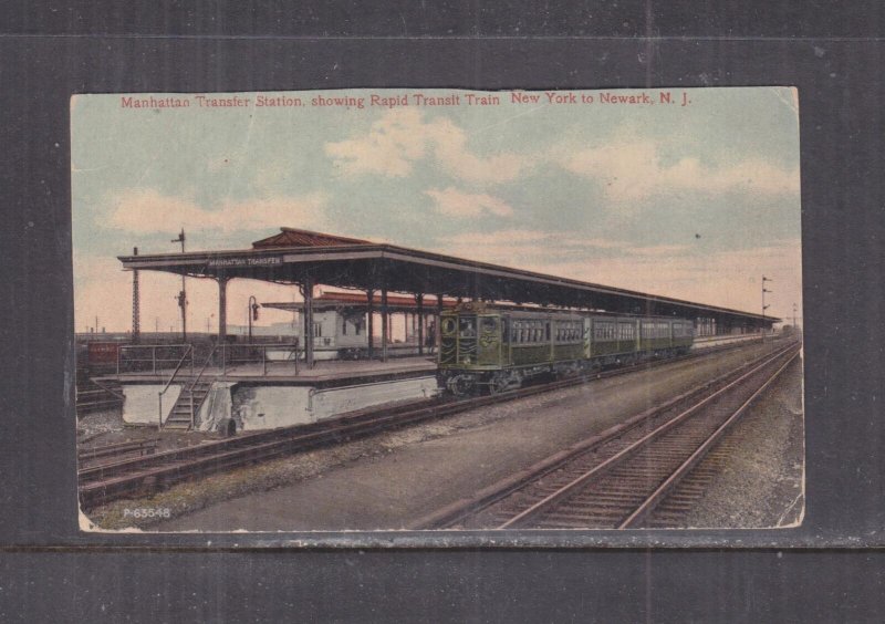 NEW YORK, MANHATTAN TRANSFER STATION, RAPID TRANSIT TRAIN to NEWARK, NJ, c1920