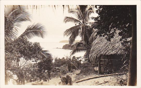 Panama Village Scene Native Huts Canal Zone Real Photo