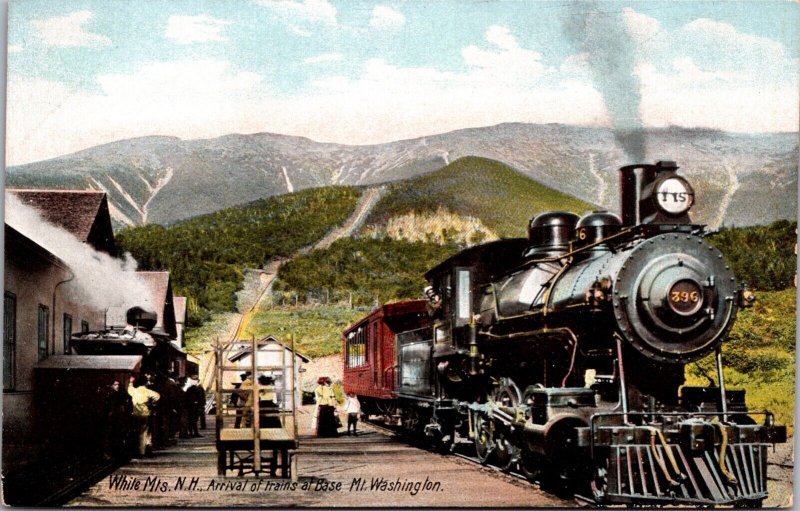 PC Arrival of Trains at Base of Mt. Washington, White Mountains New Hampshire 