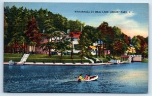 ASBURY PARK, New Jersey NJ ~ Deal Lake WANAMASSA 1940s Linen Postcard