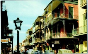 Saint Peter Street New Orleans w/ Old Cars Louisiana Postcard