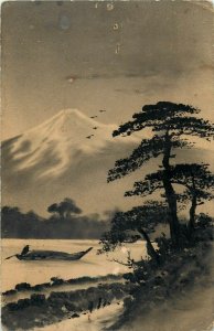 Japan art Fuji early postcard