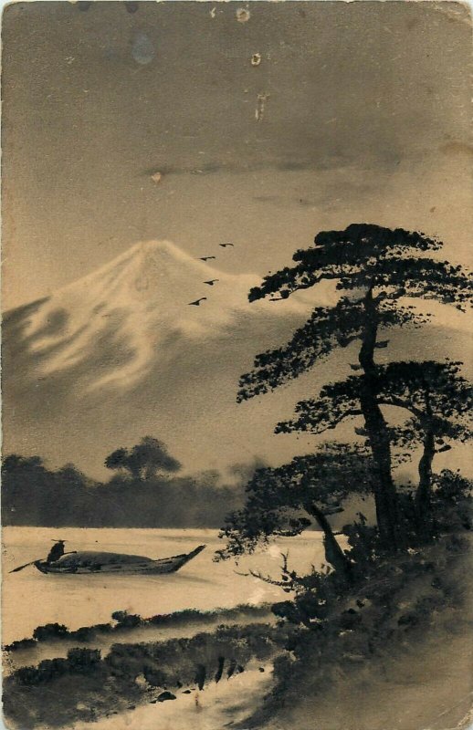 Japan art Fuji early postcard