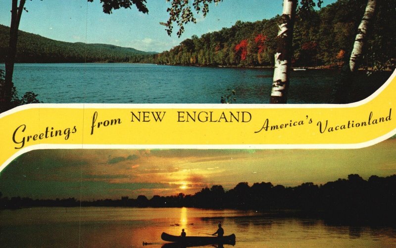 Vintage Postcard Greetings From New England America's Vacation River Boating