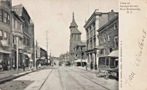 New Brunswick New Jersey-George St-Auto Station Rest.-Vintage 1905 Postcard(E18)