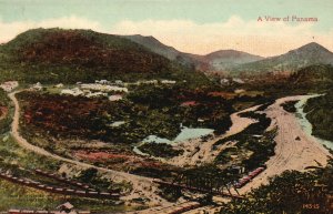 Vintage Postcard View Looking South From Top Of Contrator Hill In 1885 Panama