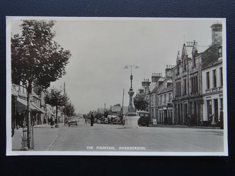 Scotland INVERGORDON High Street Showing THE OLD FOUNTAIN - Old RP Postcard