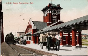 Port Arthur Ontario CPR Depot Train Station People C&V RPO BC Postcard H36