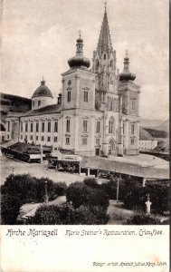 Austria Kirche Mariazell Marie Steiner's Restauration Erlaufsee Postcard 09.62