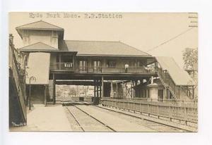 Hyde Park MA Railroad Station Train RPPC Postcard